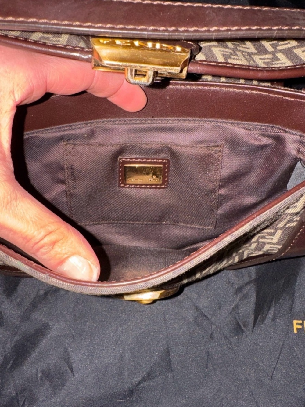 Fendi Monogram Canvas Shoulder Bag with Gold Hardware - Picture 4 of 8